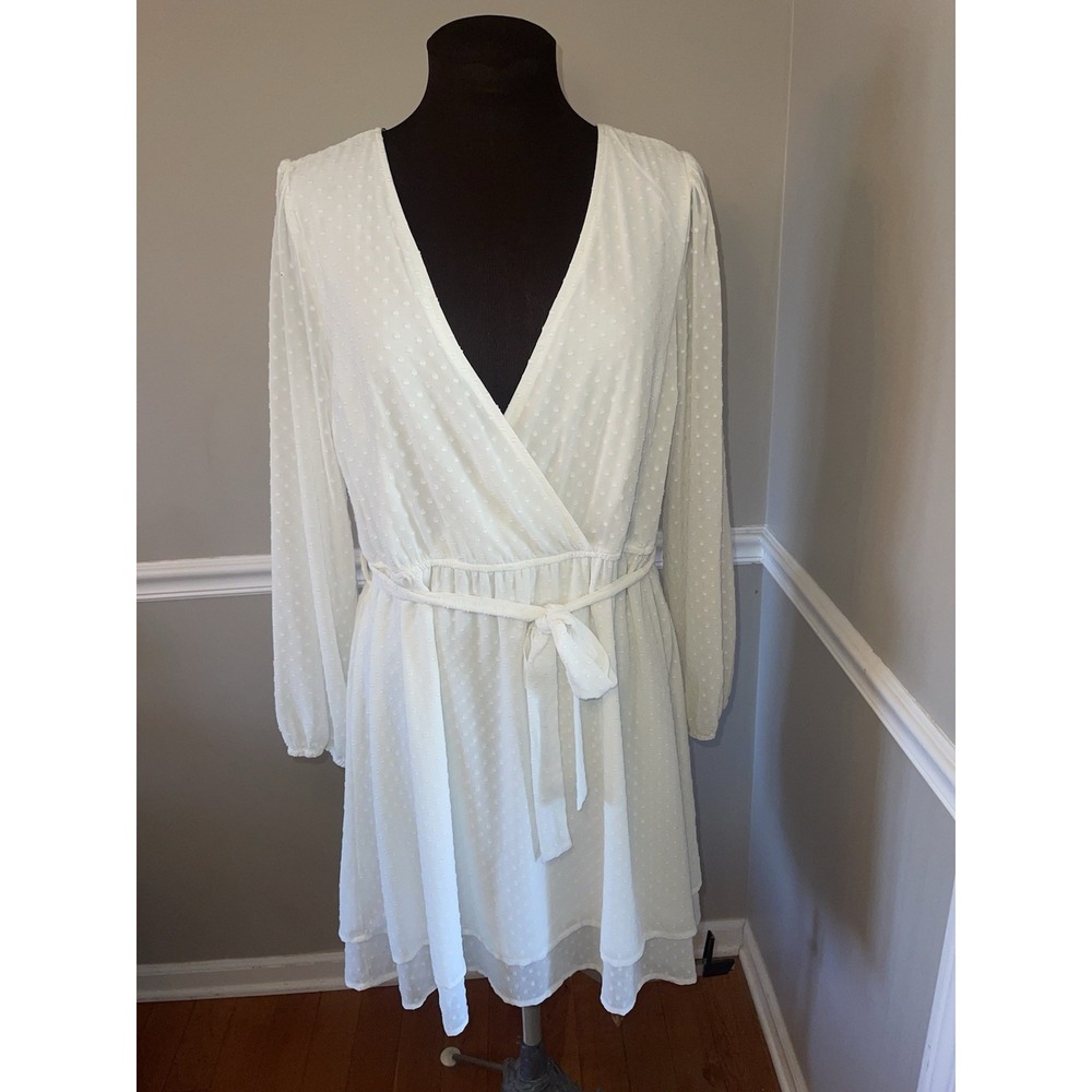 Hem & Threads White V Neck Dress Princess Fairy Sz‎ L